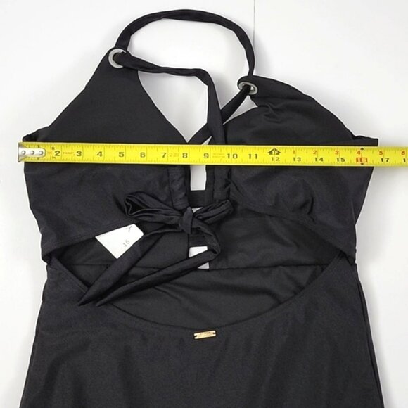 YBL Your Best Look Women's Black One Piece Swimsuit Strappy Halter Size 16 - Picture 13 of 16